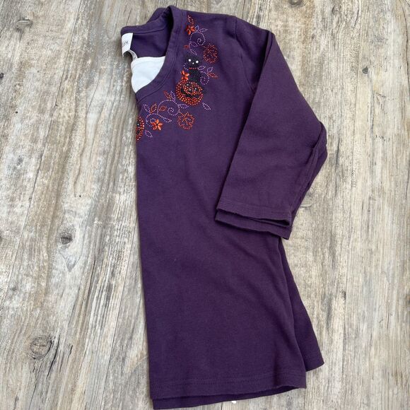 Libery Lane Shirt Halloween Vintage Women's Small Gem Pumpkin Cat Purple Orange - Picture 3 of 7